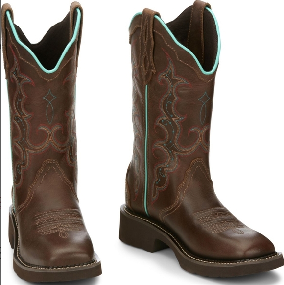 Justin Women's Gypsy Raya 12 Inch Sqaure Toe Western Boots Size 8.5 - Picture 14 of 15
